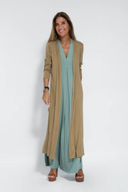 Robe verte + gilet marron