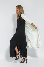 Robe noire + gilet - Blanc